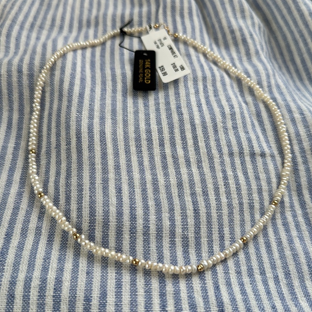 New Elegant Pearl & Gold Necklace